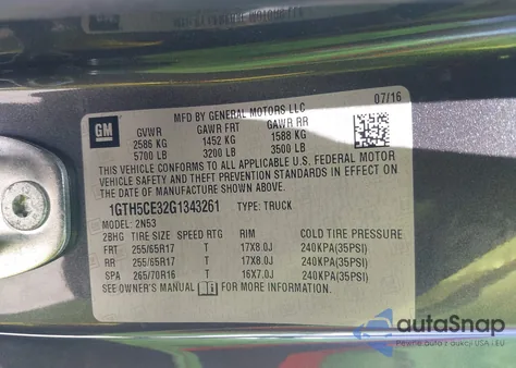 2016 GMC Canyon Sle from USA, damaged, VIN 1GTH5CE32G1343261